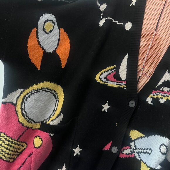 Dressed In LALA - RARE - Oversized Wish You Were Here Outerspace Cardigan - L/XL - Picture 6 of 7